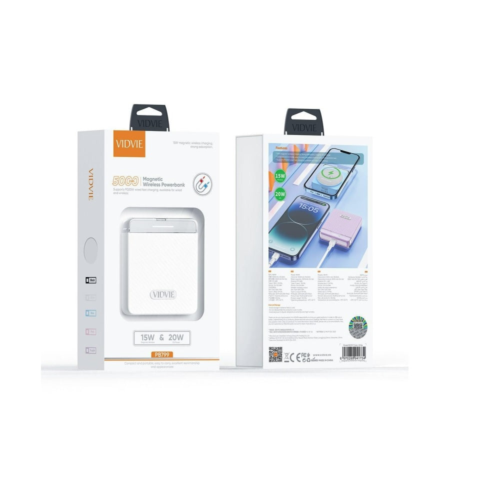 Powerbank Vidvie magsafe PB799 5000 mAh biały TTT