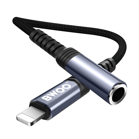 BWOO adapter AUX 3.5mm - Lightning czarny BZ48