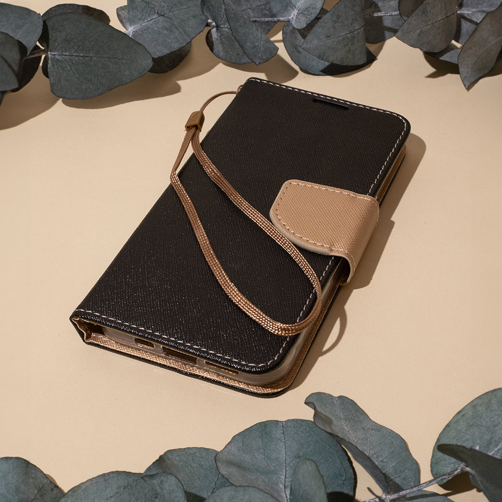 Etui Smart Fancy do iPhone 16 Pro 6,3" czarno-złote – Skorupka