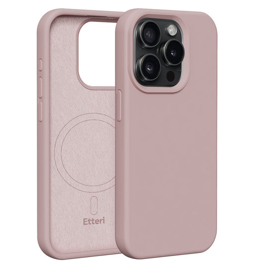 Nakładka Etteri Silicone Mag do iPhone 15 Pro 6,1" jasnoróżowa