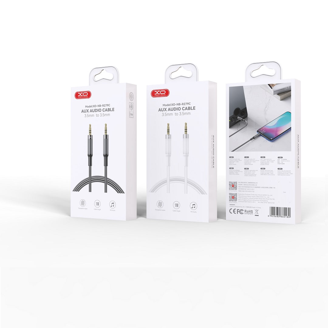 XO kabel audio NB-R279C jack 3,5mm - jack 3,5mm 1,0m czarny