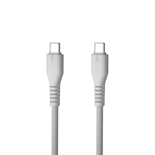 QUALO kabel nylonowy USB-C - USB-C 1,5m 3A szary QKN-CC-18