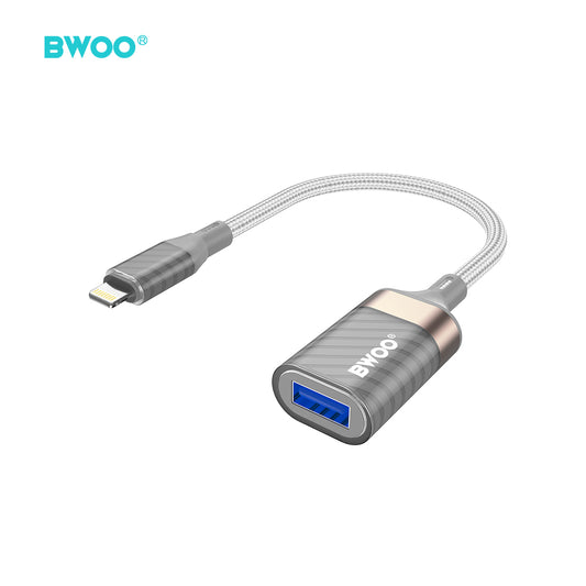 BWOO BZ70 adapter Lightning - USB szary