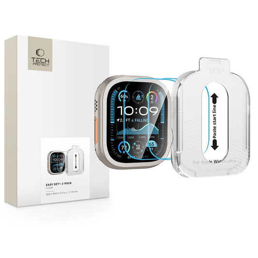 SZKŁO HARTOWANE TECH-PROTECT EASY SET+ 2-PACK APPLE WATCH ULTRA 1 / 2 / 3 (49 MM) CLEAR