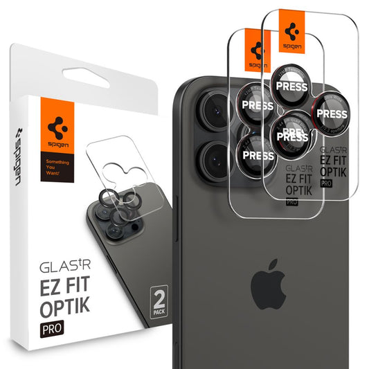 OSŁONA APARATU SPIGEN OPTIK PRO L-SERIES GLAS.TR ”EZ FIT” CAMERA PROTECTOR 2-PACK IPHONE 14 PRO / MAX / 15 PRO / MAX / 16 PRO / 16 MAX / 17 PRO / 17 MAX BLACK/RED